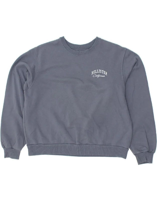 HOLLISTER Womens Oversized Sweatshirt Jumper UK 6 XS Grey Cotton Hoodie with Hood Adjustable Protection HOLLISTER Womens Oversized Sweatshirt Jumper UK 6 XS Grey Cotton Hoodie with Hood Adjustable Protection