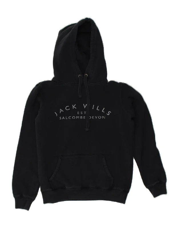 JACK WILLS Womens Graphic Hoodie Jumper UK 10 Small Navy Blue Cotton Hoodie with Pattern Geometric Abstract JACK WILLS Womens Graphic Hoodie Jumper UK 10 Small Navy Blue Cotton Hoodie with Pattern Geometric Abstract