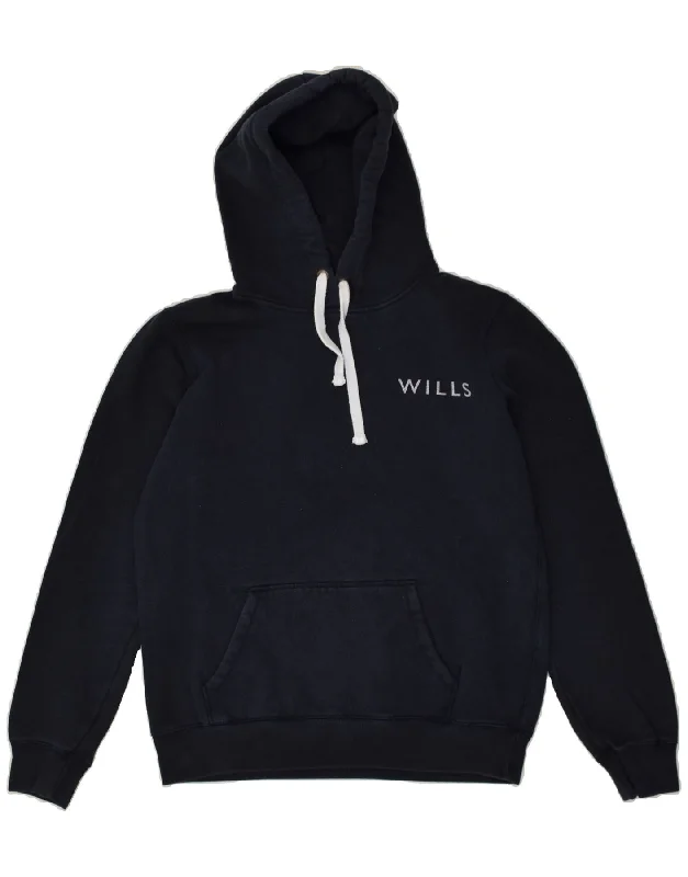 JACK WILLS Womens Graphic Hoodie Jumper UK 12 Medium Navy Blue Cotton Hoodie with Pocket Utility Practical JACK WILLS Womens Graphic Hoodie Jumper UK 12 Medium Navy Blue Cotton Hoodie with Pocket Utility Practical