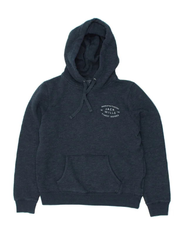 JACK WILLS Womens Graphic Hoodie Jumper UK 14 Large Navy Blue Polyester Graphic Hoodie Design Print JACK WILLS Womens Graphic Hoodie Jumper UK 14 Large Navy Blue Polyester Graphic Hoodie Design Print