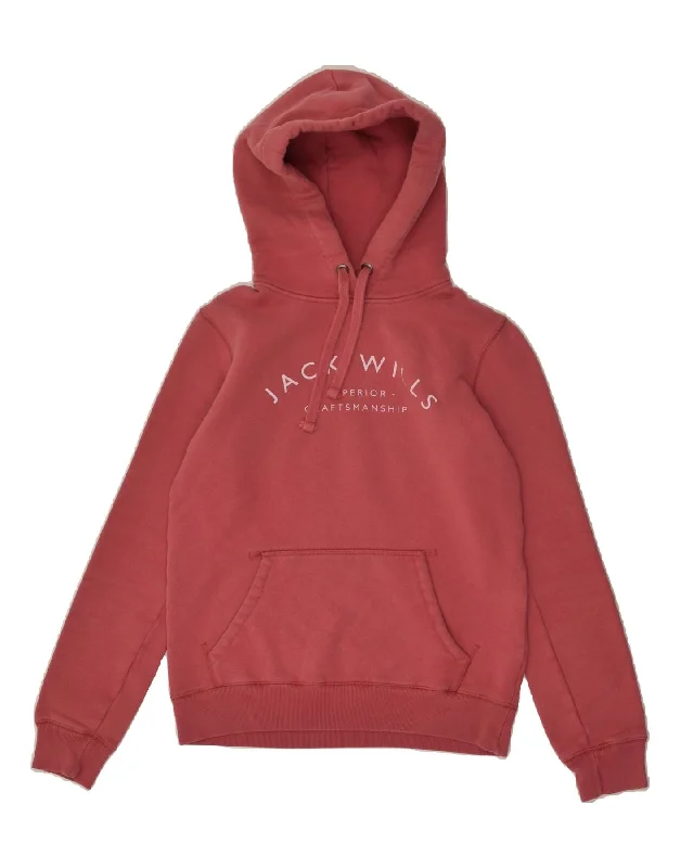 JACK WILLS Womens Graphic Hoodie Jumper UK 6 XS Red Cotton Hoodie with Hem Drawcord Adjustable Customizable JACK WILLS Womens Graphic Hoodie Jumper UK 6 XS Red Cotton Hoodie with Hem Drawcord Adjustable Customizable