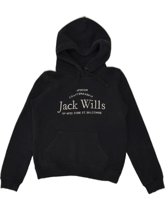 JACK WILLS Womens Loose Fit Graphic Hoodie Jumper UK 8 Small Black Cotton Hoodie with Tied Waist Feminine Flattering JACK WILLS Womens Loose Fit Graphic Hoodie Jumper UK 8 Small Black Cotton Hoodie with Tied Waist Feminine Flattering