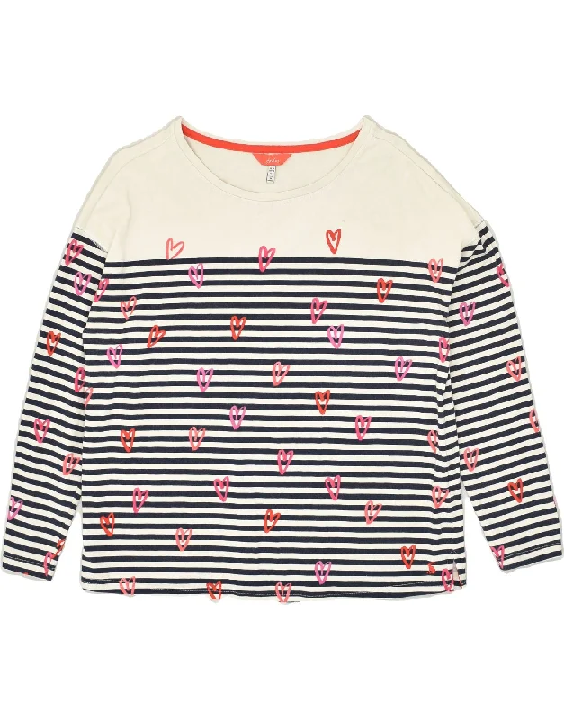 JOULES Womens Sweatshirt Jumper UK 12 Medium White Striped Cotton Hoodie with Hem Fringe Bohemian Relaxed JOULES Womens Sweatshirt Jumper UK 12 Medium White Striped Cotton Hoodie with Hem Fringe Bohemian Relaxed