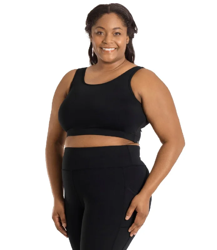 JunoStretch Scoop Neck Bra Top Black Soft Mesh Bra