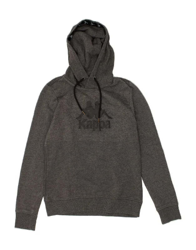 KAPPA Womens Graphic Hoodie Jumper UK 10 Small Grey Cotton Hoodie with Button Placket Classic Preppy KAPPA Womens Graphic Hoodie Jumper UK 10 Small Grey Cotton Hoodie with Button Placket Classic Preppy