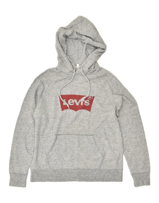 LEVI'S Womens Graphic Hoodie Jumper UK 14 Medium Grey Cotton Graphic Hoodie Design Print LEVI'S Womens Graphic Hoodie Jumper UK 14 Medium Grey Cotton Graphic Hoodie Design Print