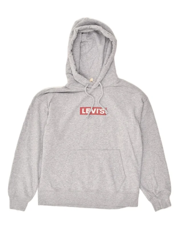 LEVI'S Womens Hoodie Jumper UK 14 Medium Grey Cotton Hoodie with Relaxed Fit Easy Casual LEVI'S Womens Hoodie Jumper UK 14 Medium Grey Cotton Hoodie with Relaxed Fit Easy Casual