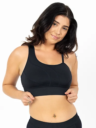MALIBU BOLD SHOULDER BRA-Endurance Black High-Cut Bra Design