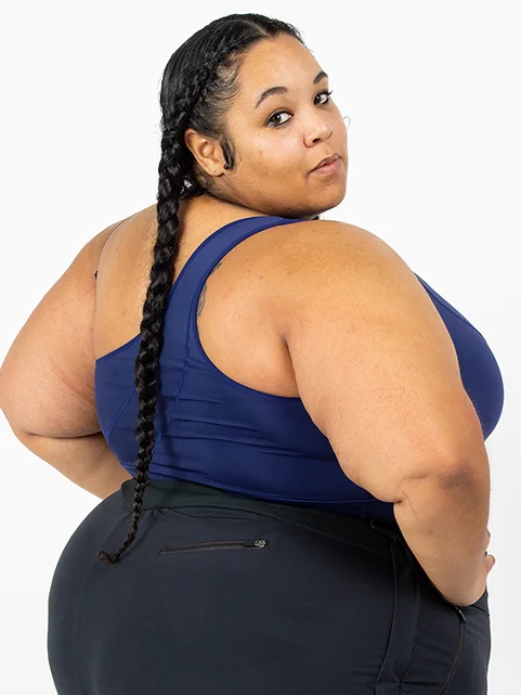 MALIBU BOLD SHOULDER BRA-Endurance Navy Breathable Full Coverage