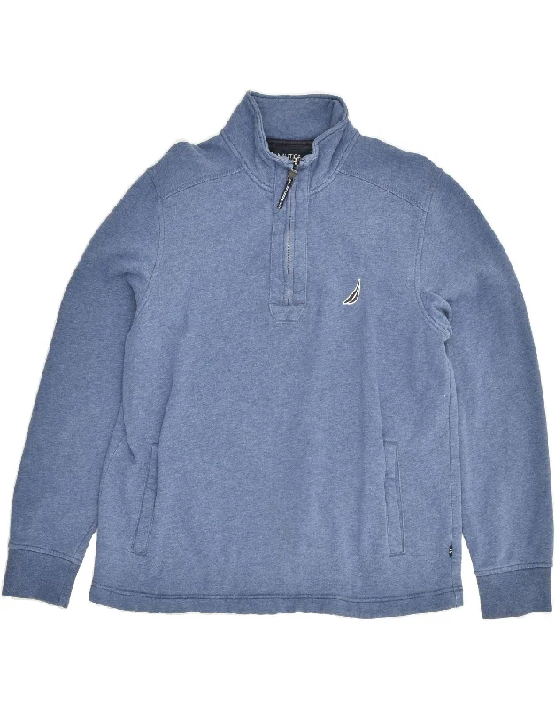 NAUTICA Womens Zip Neck Sweatshirt Jumper UK 14 Medium Blue Cotton Hoodie Dress Longline Feminine NAUTICA Womens Zip Neck Sweatshirt Jumper UK 14 Medium Blue Cotton Hoodie Dress Longline Feminine