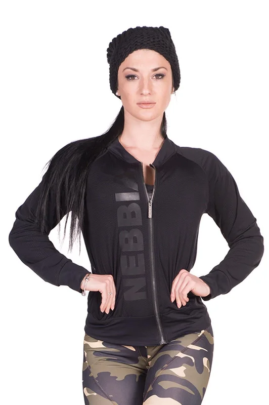 Nebbia Zip Sweatshirt 288 - Black Hoodie with Hem Drawcord Adjustable Customizable