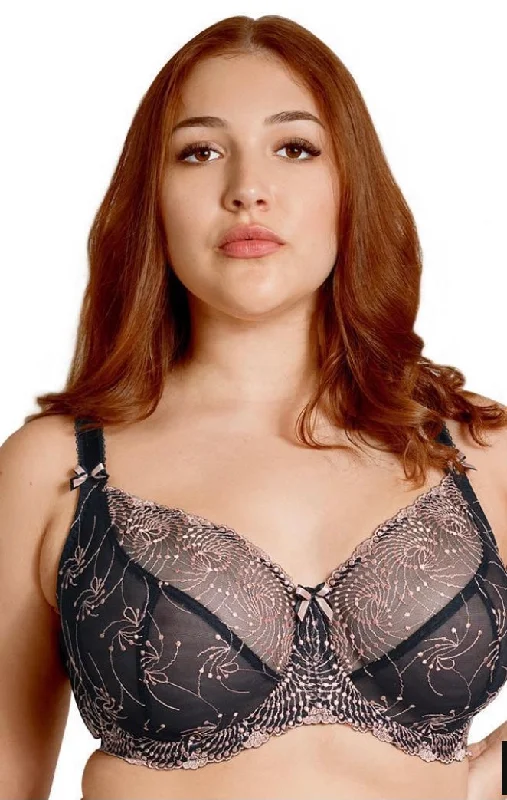 Nicole-B2271 Sheer Bra-Black Rose Gold Light Seamless Bra