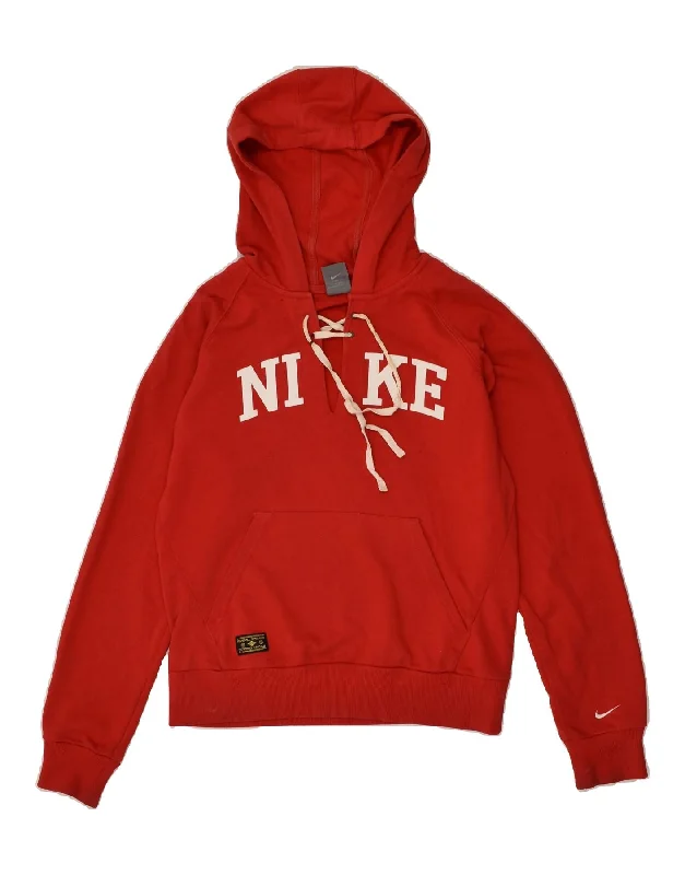 NIKE Womens Graphic Hoodie Jumper UK 14 Large Brown Hoodie with Hood Adjustable Protection NIKE Womens Graphic Hoodie Jumper UK 14 Large Brown Hoodie with Hood Adjustable Protection
