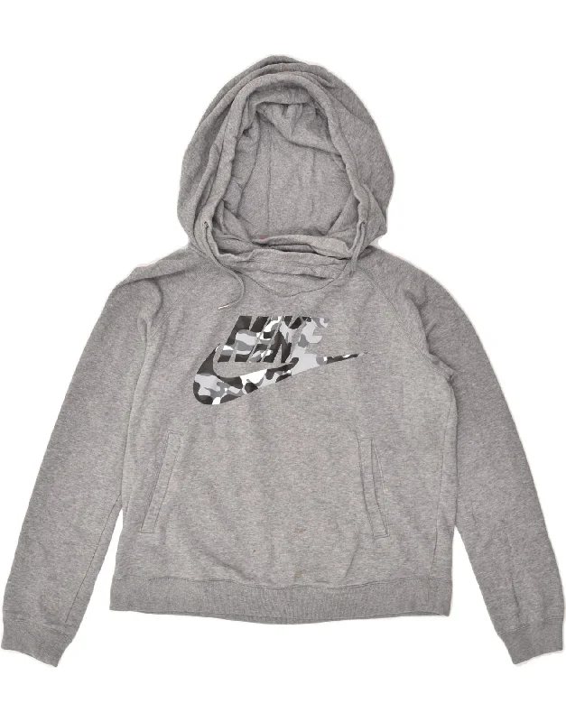 NIKE Womens Graphic Hoodie Jumper UK 14 Medium Grey Hoodie with Fur Luxurious Winter NIKE Womens Graphic Hoodie Jumper UK 14 Medium Grey Hoodie with Fur Luxurious Winter