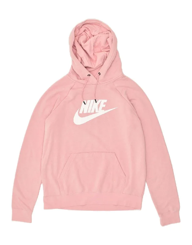 NIKE Womens Graphic Hoodie Jumper UK 14 Medium Pink Cotton Hoodie with High Neck Warm Protective NIKE Womens Graphic Hoodie Jumper UK 14 Medium Pink Cotton Hoodie with High Neck Warm Protective