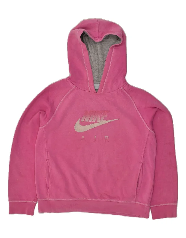 NIKE Womens Graphic Hoodie Jumper UK 16 Large Pink Hoodie with Toggle Buttons Decorative Unique NIKE Womens Graphic Hoodie Jumper UK 16 Large Pink Hoodie with Toggle Buttons Decorative Unique