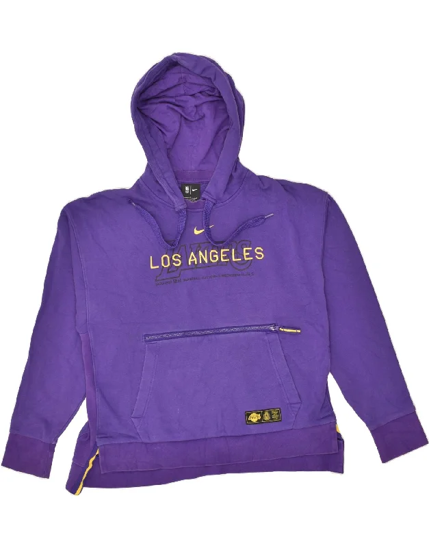 NIKE Womens Lakers Graphic Hoodie Jumper UK 16 Large Purple Cotton Hoodie with Emblem Brand Identity NIKE Womens Lakers Graphic Hoodie Jumper UK 16 Large Purple Cotton Hoodie with Emblem Brand Identity
