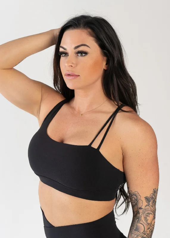 NKD Asymmetrical Bra | Black Soft Support Bra