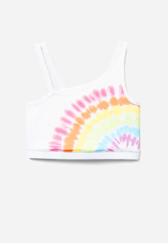 Tie-Dye Asymmetrical Longline Bra Soft Cup Bra