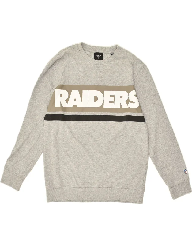 ONLY & SONS Womens Graphic Sweatshirt Jumper UK 16 Large Grey Cotton Hoodie with Raglan Sleeves Sporty Comfortable