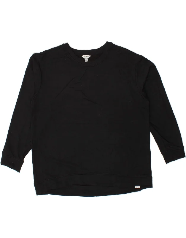 ORVIS Womens Oversized Sweatshirt Jumper UK 16 Large Black Modal Hoodie with Pattern Geometric Abstract ORVIS Womens Oversized Sweatshirt Jumper UK 16 Large Black Modal Hoodie with Pattern Geometric Abstract