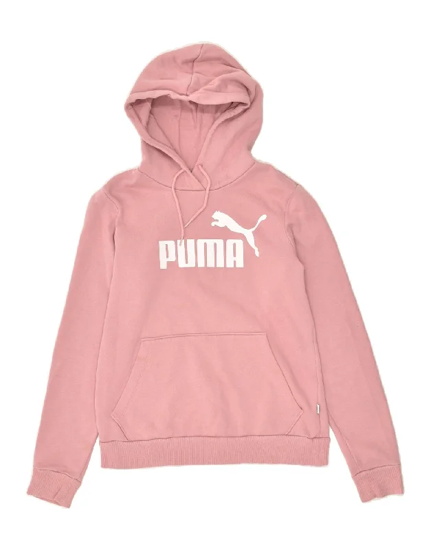 PUMA Womens Graphic Hoodie Jumper UK 10 Small Pink Cotton Hoodie with Ribbed Cuffs Snug Fit Comfort PUMA Womens Graphic Hoodie Jumper UK 10 Small Pink Cotton Hoodie with Ribbed Cuffs Snug Fit Comfort
