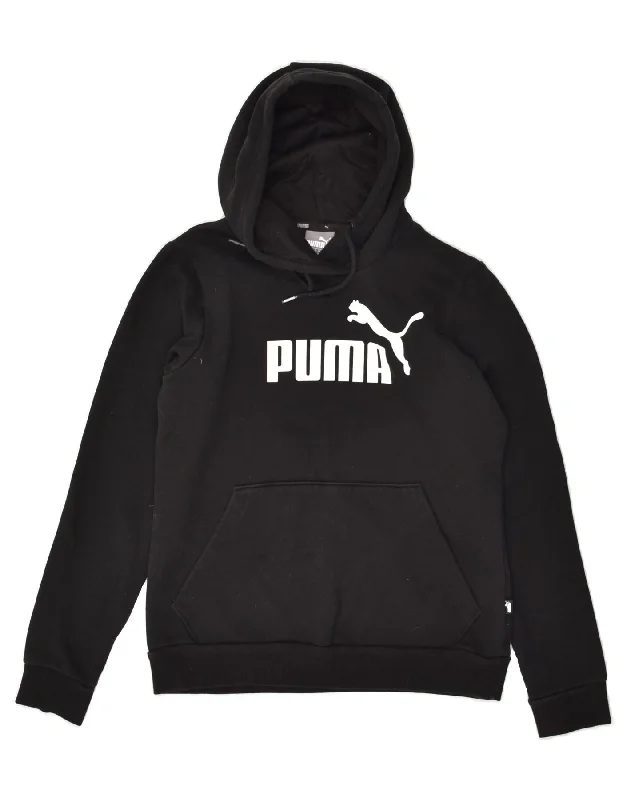 PUMA Womens Graphic Hoodie Jumper UK 12 Medium Black Cotton Hoodie with Drop Shoulder Relaxed Streetwear PUMA Womens Graphic Hoodie Jumper UK 12 Medium Black Cotton Hoodie with Drop Shoulder Relaxed Streetwear