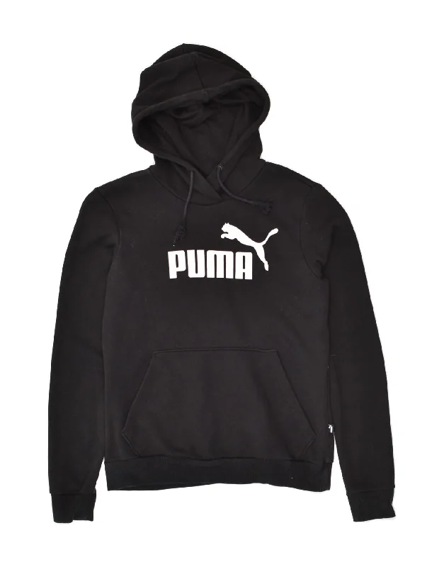 PUMA Womens Graphic Hoodie Jumper UK 12 Medium Black Cotton Hoodie with Neon Bright Vibrant PUMA Womens Graphic Hoodie Jumper UK 12 Medium Black Cotton Hoodie with Neon Bright Vibrant