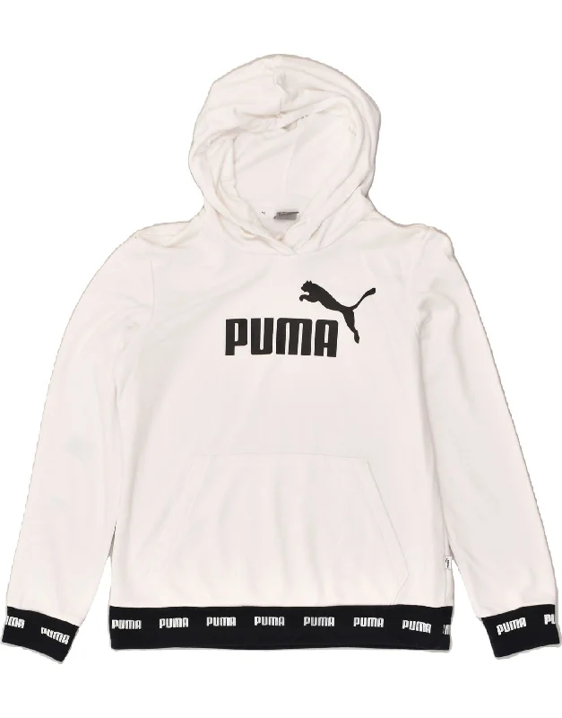 PUMA Womens Graphic Hoodie Jumper UK 12 Medium White Cotton Hoodie Jacket Zipper Layering PUMA Womens Graphic Hoodie Jumper UK 12 Medium White Cotton Hoodie Jacket Zipper Layering