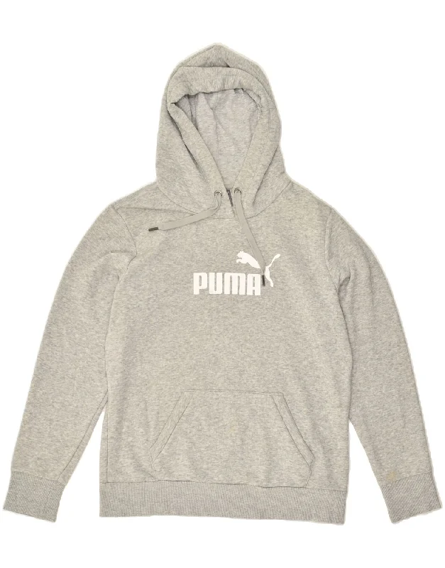 PUMA Womens Graphic Hoodie Jumper UK 14 Large Grey Cotton Hoodie with Fur Luxurious Winter PUMA Womens Graphic Hoodie Jumper UK 14 Large Grey Cotton Hoodie with Fur Luxurious Winter