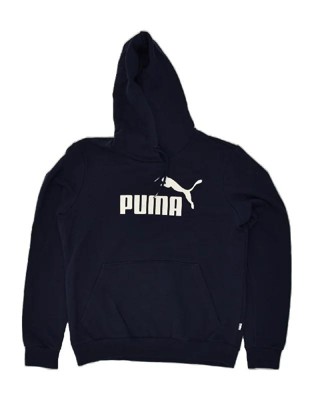PUMA Womens Graphic Hoodie Jumper UK 14 Large Navy Blue Polyester Hoodie with Puffed Sleeves Voluminous Trendy PUMA Womens Graphic Hoodie Jumper UK 14 Large Navy Blue Polyester Hoodie with Puffed Sleeves Voluminous Trendy
