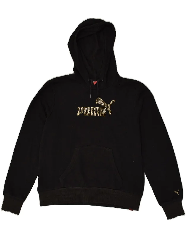 PUMA Womens Graphic Hoodie Jumper UK 16 Large Black Cotton Hoodie with Belted Waist Structured Tailored PUMA Womens Graphic Hoodie Jumper UK 16 Large Black Cotton Hoodie with Belted Waist Structured Tailored