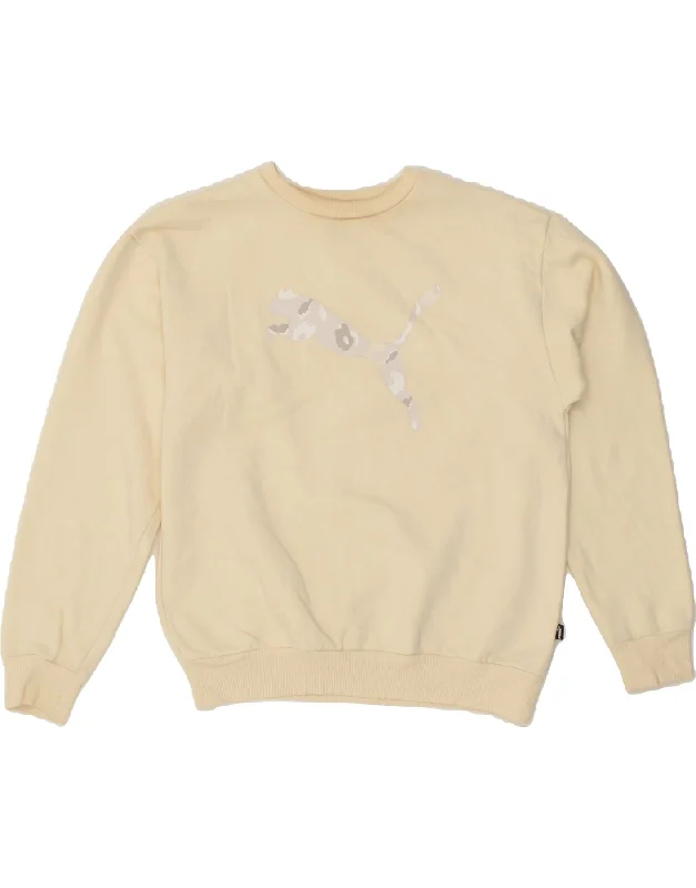 PUMA Womens Graphic Sweatshirt Jumper UK 6 XS Beige Cotton Hoodie with Lining Warm Insulated PUMA Womens Graphic Sweatshirt Jumper UK 6 XS Beige Cotton Hoodie with Lining Warm Insulated