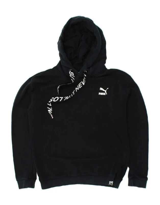 PUMA Womens Hoodie Jumper UK 12 Medium Black Cotton Hoodie Dress Longline Feminine