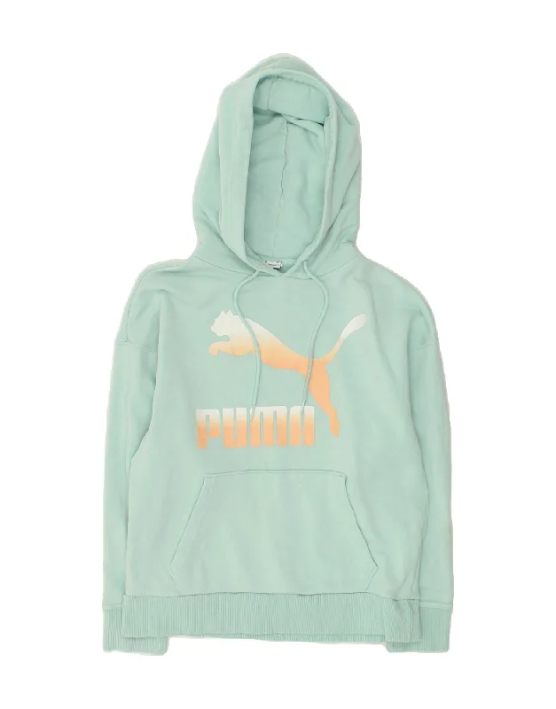 PUMA Womens Loose Fit Graphic Hoodie Jumper UK 6 XS Green Cotton Hoodie with Thumb Holes Functional Cozy PUMA Womens Loose Fit Graphic Hoodie Jumper UK 6 XS Green Cotton Hoodie with Thumb Holes Functional Cozy
