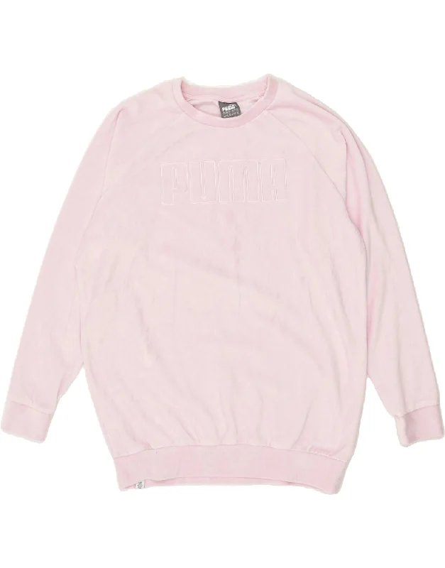 PUMA Womens Loose Fit Graphic Sweatshirt Jumper UK 12 Medium Pink Cotton Hoodie with Bell Sleeves Flared Feminine PUMA Womens Loose Fit Graphic Sweatshirt Jumper UK 12 Medium Pink Cotton Hoodie with Bell Sleeves Flared Feminine