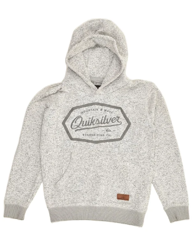 QUIKSILVER Womens Graphic Hoodie Jumper UK 12 Medium Grey Polyester Hoodie with Reflective Safety Nightwear QUIKSILVER Womens Graphic Hoodie Jumper UK 12 Medium Grey Polyester Hoodie with Reflective Safety Nightwear