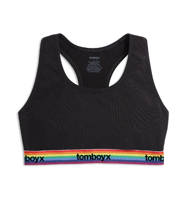 Racerback Soft Bra - Black Rainbow Logo Soft Mesh Bra