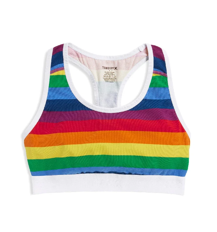 Racerback Soft Bra - Rainbow Pride Stripes Soft Padded Bralette