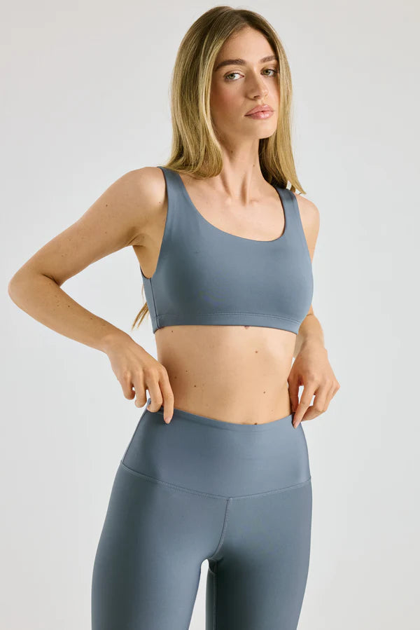 Recycled Scoop Bra in Steel Grey Seamless Sports Bra