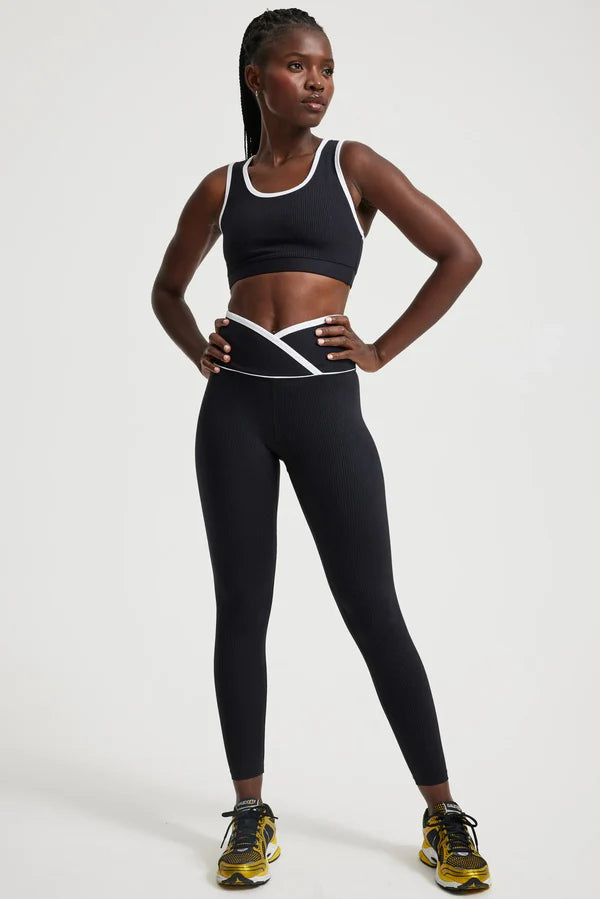 Ribbed Two Tone Gym Bra Stretchy Full Coverage
