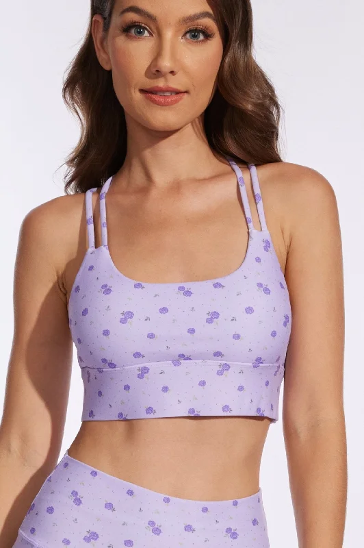 Romantic Purple Rose Sports Bra Comfortable Lace Bralette