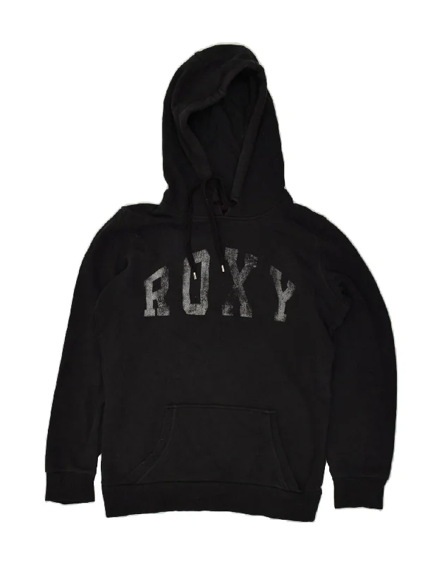 ROXY Womens Graphic Hoodie Jumper US 8 Medium Black Hoodie with Illustration Artistic Creative ROXY Womens Graphic Hoodie Jumper US 8 Medium Black Hoodie with Illustration Artistic Creative