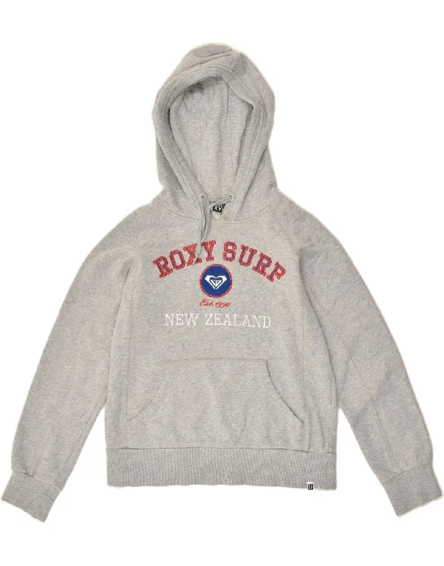 ROXY Womens New Zealand Graphic Hoodie Jumper US 10 Large Grey Hoodie with Frayed Bohemian Relaxed ROXY Womens New Zealand Graphic Hoodie Jumper US 10 Large Grey Hoodie with Frayed Bohemian Relaxed
