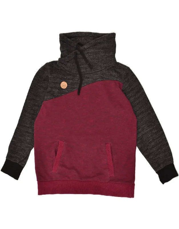 SALTROCK Womens Sweatshirt Jumper UK 12 Medium Burgundy Colourblock Hoodie with Metallic Shiny Futuristic SALTROCK Womens Sweatshirt Jumper UK 12 Medium Burgundy Colourblock Hoodie with Metallic Shiny Futuristic