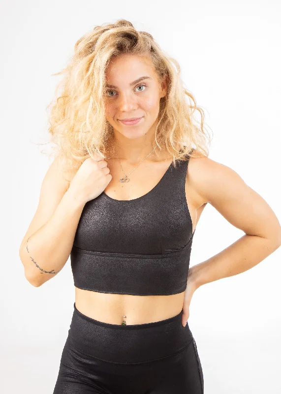 Sports Bra | Black Leather Daily Comfort Bra