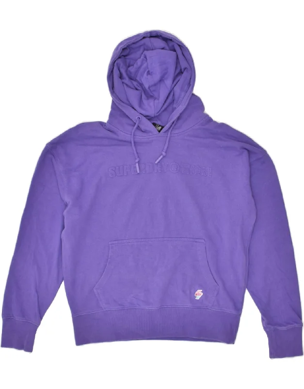 SUPERDRY Womens Graphic Hoodie Jumper UK 14 Large Purple Cotton Hoodie with Slim Fit Tailored Modern SUPERDRY Womens Graphic Hoodie Jumper UK 14 Large Purple Cotton Hoodie with Slim Fit Tailored Modern