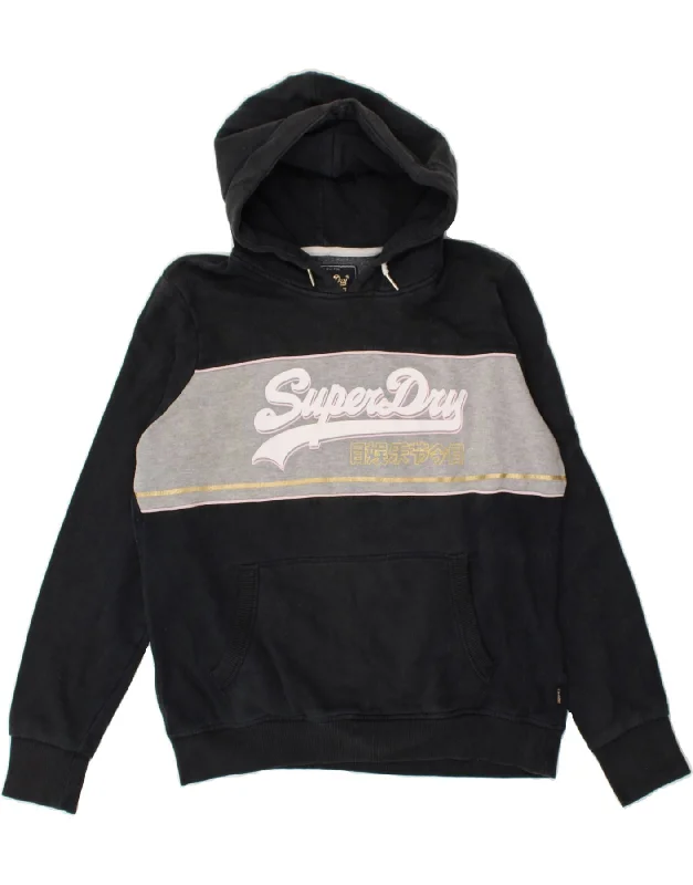 SUPERDRY Womens Graphic Hoodie Jumper UK 16 Large Black Colourblock Hoodie with Batwing Sleeves Loose Dramatic SUPERDRY Womens Graphic Hoodie Jumper UK 16 Large Black Colourblock Hoodie with Batwing Sleeves Loose Dramatic