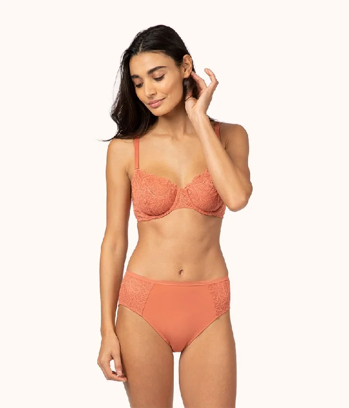 The Unlined Lace Bra: Terracotta Comfort Fit Bralette