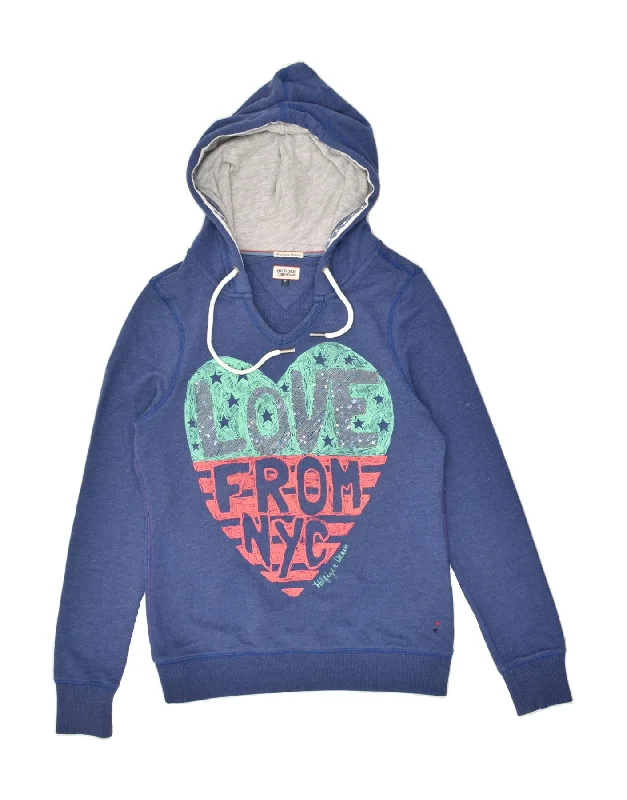 TOMMY HILFIGER Womens Graphic Hoodie Jumper UK 12 Medium Navy Blue Cotton Hoodie with Raglan Sleeves Sporty Comfortable TOMMY HILFIGER Womens Graphic Hoodie Jumper UK 12 Medium Navy Blue Cotton Hoodie with Raglan Sleeves Sporty Comfortable